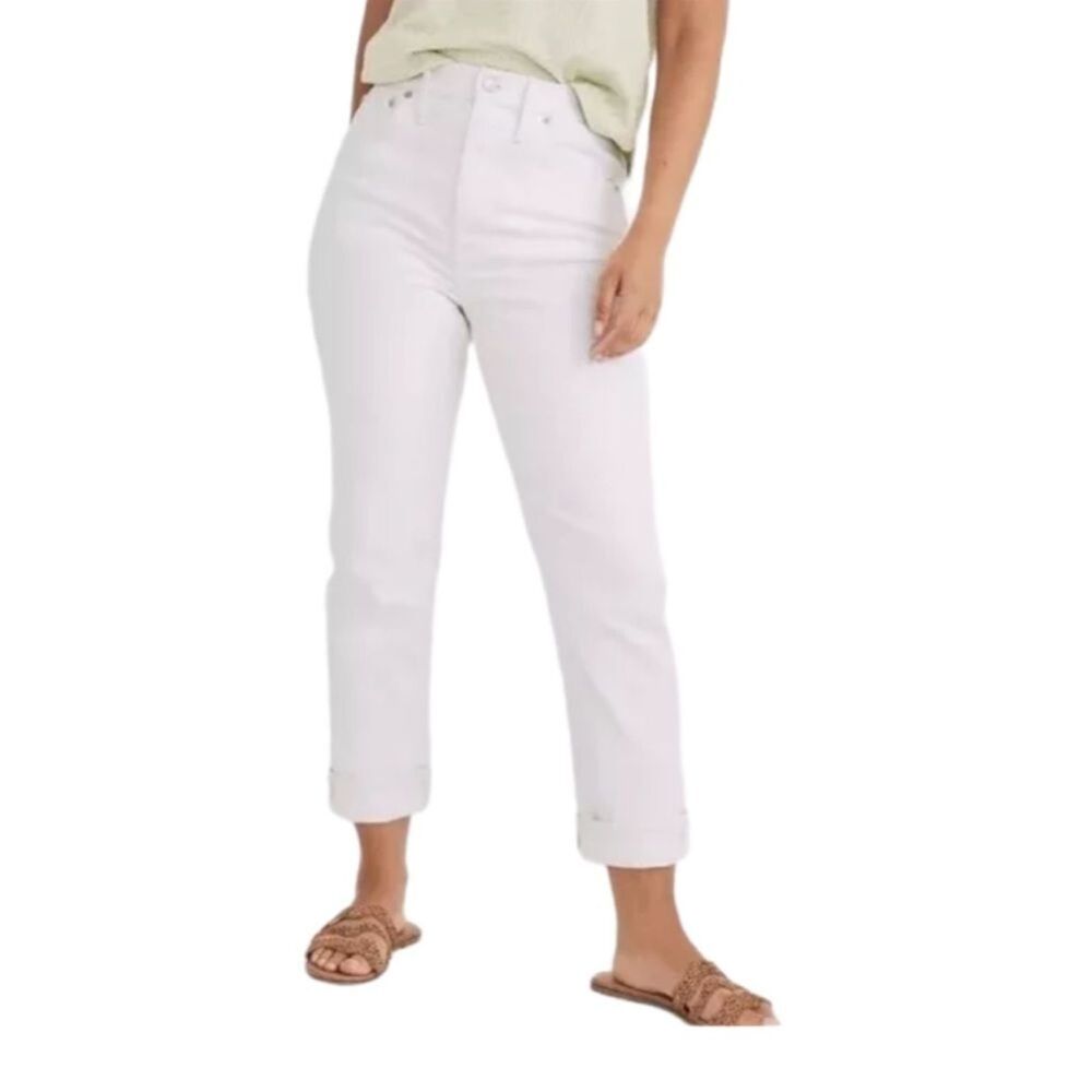 Madewell the high-rise slim crop boyfriend Jeans size 35 White Spring Summer